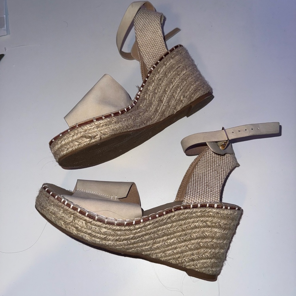 Cream Wedge Sandals